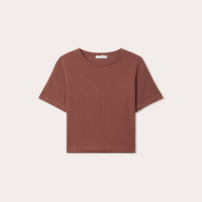 t shirt cropped marron cognac femme T-shirt cropped marron cognac femme