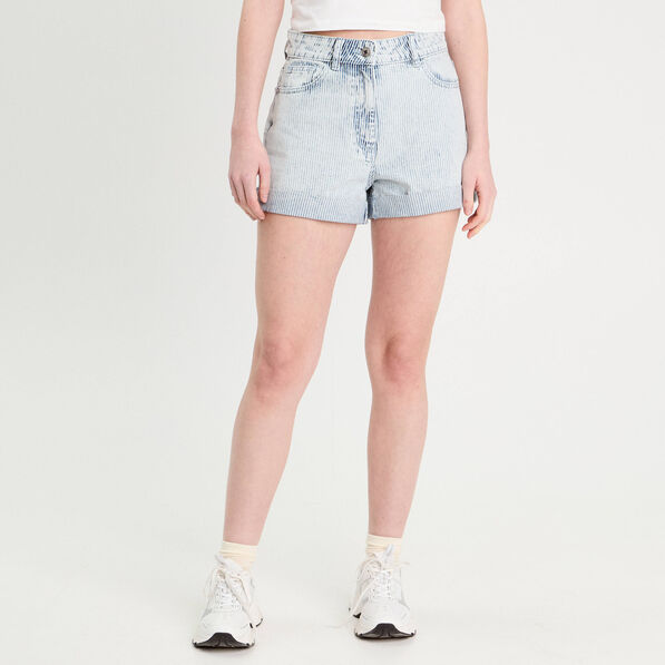 Short mom en jean bleu gris femme