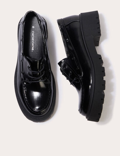 Mocassins &agrave; talon noir femme