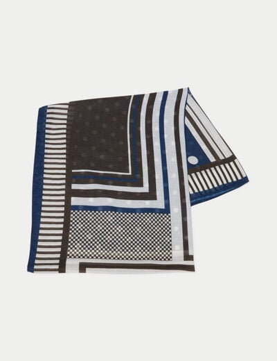 Foulard satin&eacute; soyeux marron fonc&eacute; femme