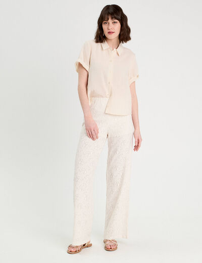 Chemise manches courtes ecru femme