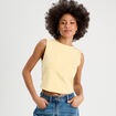 Débardeur cropped jaune clair femme