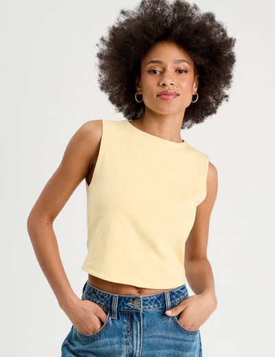 Débardeur cropped jaune clair femme