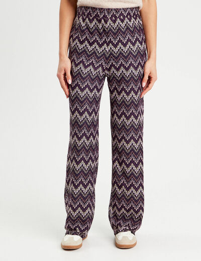 Pantalon large ajouré violet femme
