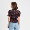 Blouse col V manches courtes noir femme