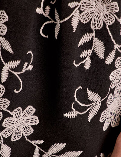 Robe évasée manches courtes noir femme