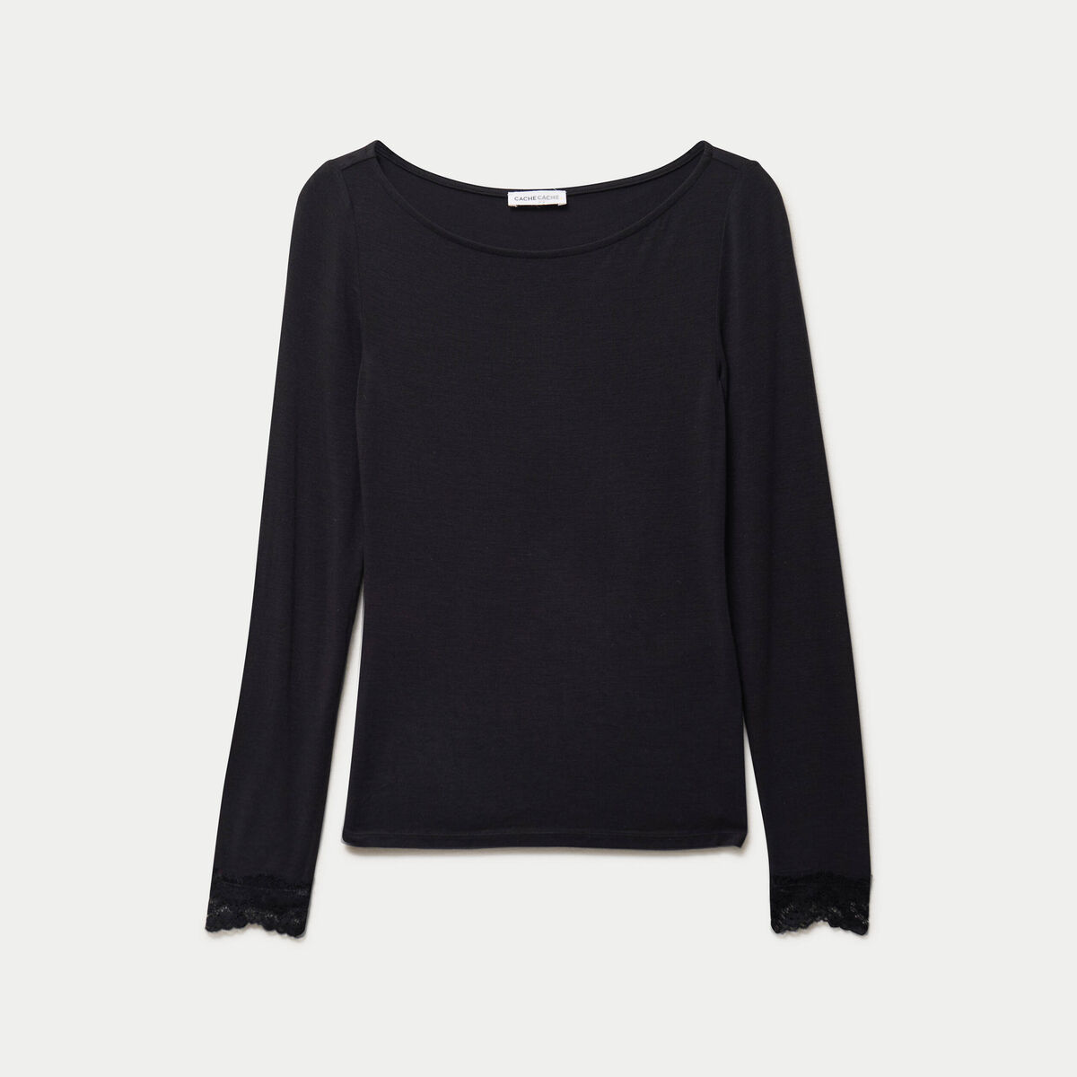 Seconde peau ajust&eacute;e col bateau noir femme