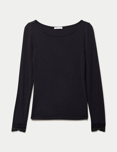Seconde peau ajust&eacute;e col bateau noir femme