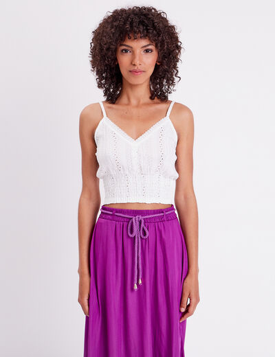 Blouse broderie anglaise ecru femme
