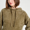 Sweat &agrave; capuche vert kaki femme