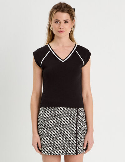 T-shirt manches courtes noir femme