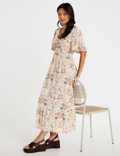 Robe &eacute;vas&eacute;e blanc femme