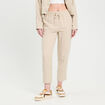 Pantalon carotte contenant du lin beige femme