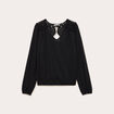 Blouse macram&eacute; bas &eacute;lastiqu&eacute; noir femme