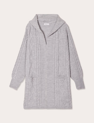 Gilet manches longues gris clair femme
