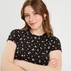 T-shirt manches courtes ajusté noir femme