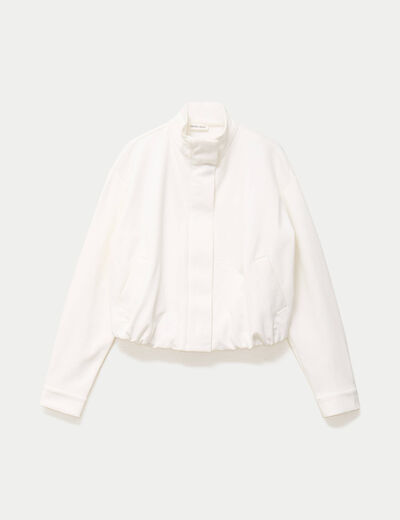 Veste cropped bas resserr&eacute; ecru femme