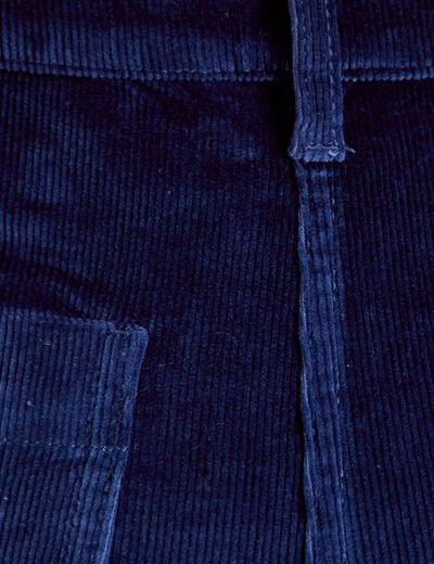 Pantalon bootcut taille haute velours bleu marine femme