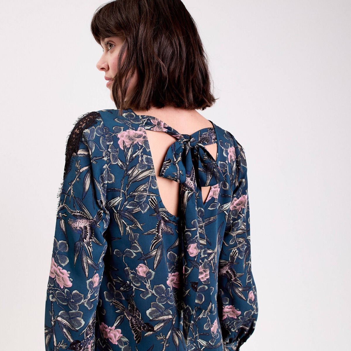 Robe droite dos nou&eacute; bleu p&eacute;trole femme
