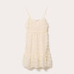 Robe courte évasée col v à bretelles ecru femme