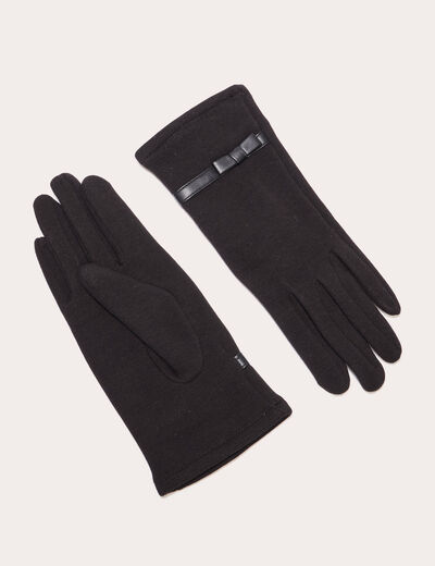 Gants détails noeuds noir femme