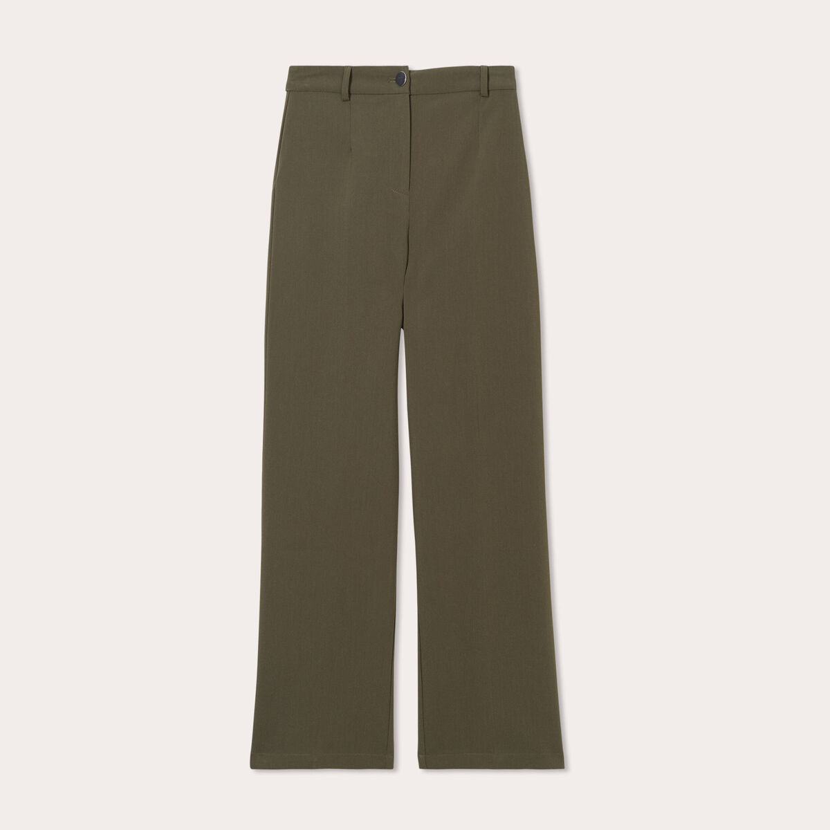 Pantalon city large vert kaki femme