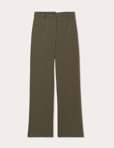 Pantalon city large vert kaki femme