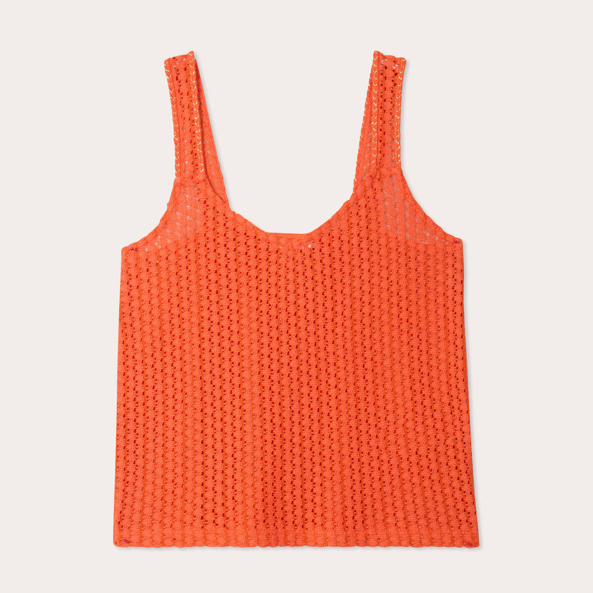Débardeur effet crochet orange femme