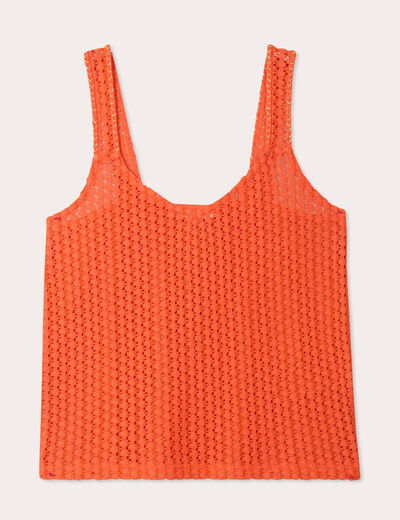 Débardeur effet crochet orange femme