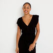 Blouse cintr&eacute;e cropped sans manches noir femme