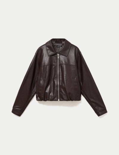 Bomber oversize marron fonc&eacute; femme