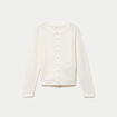 Gilet ajour&eacute; manches longues dentelle ecru femme