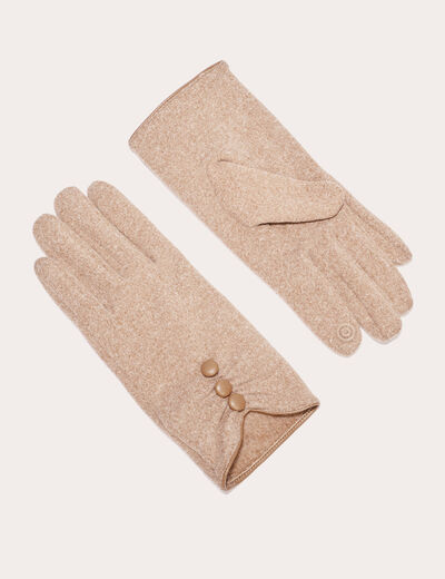 Gants avec boutons sable femme