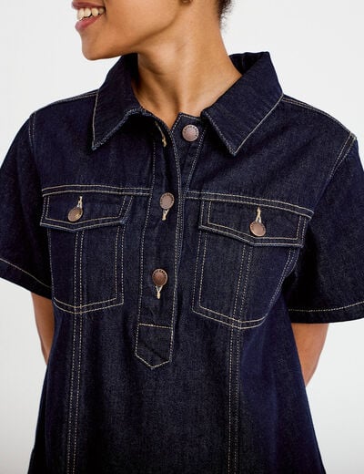 Robe droite en jean denim brut femme