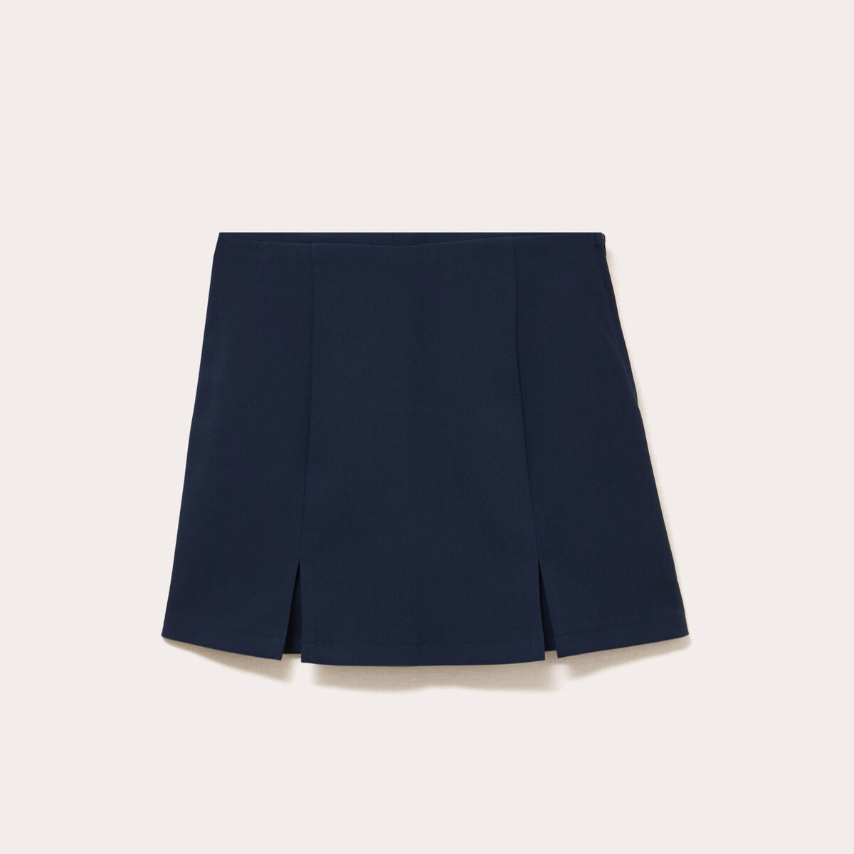 Jupe-short droite fentes bleu marine femme