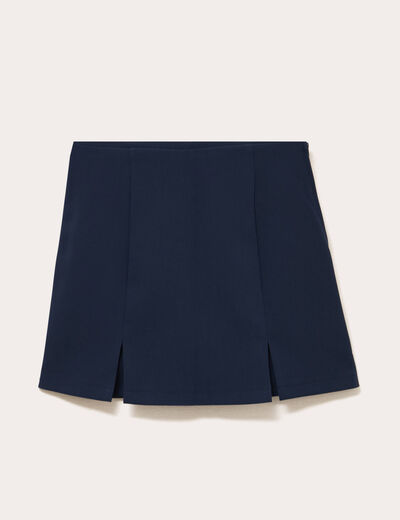 Jupe-short droite fentes bleu marine femme