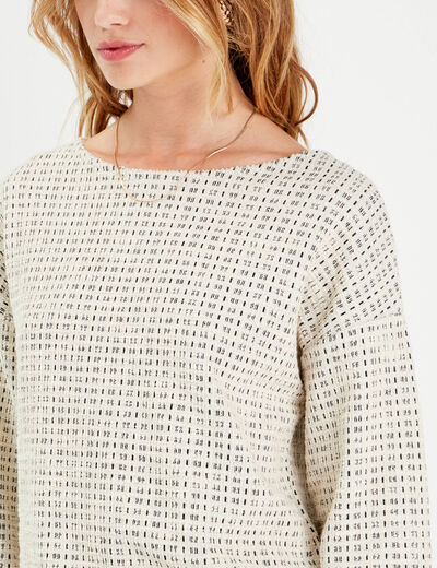Sweat manches longues ecru femme