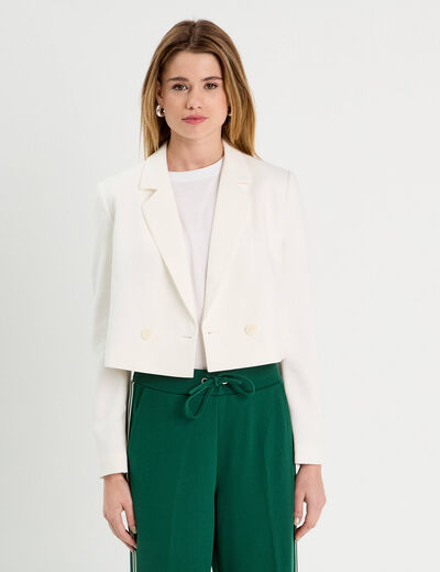Veste blazer courte ecru femme