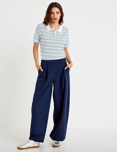 Pantalon bootcut taille standard bleu marine femme
