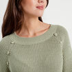 Pull avec boutons épaules vert pastel femme