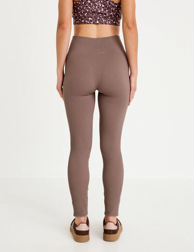 Leggings taille haute sans couture marron clair femme