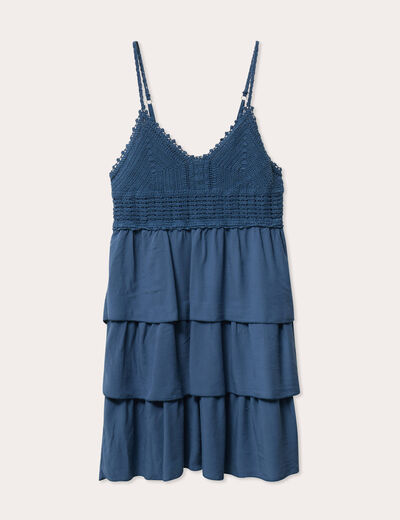 Robe évasée bretelles bleu gris femme