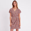 Robe portefeuille avec noeud beige femme
