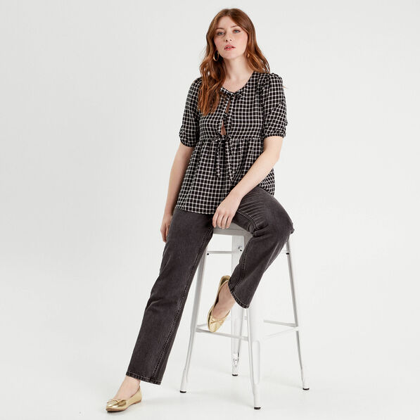 Blouse manches courtes noir femme