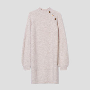 Robe pull droite col montant sable femme