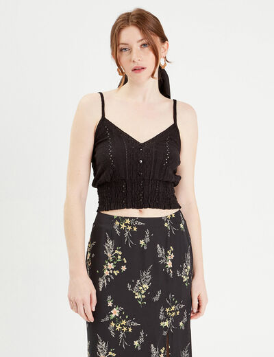 Blouse broderie anglaise noir femme