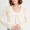 Gilet ajouré noué ecru femme