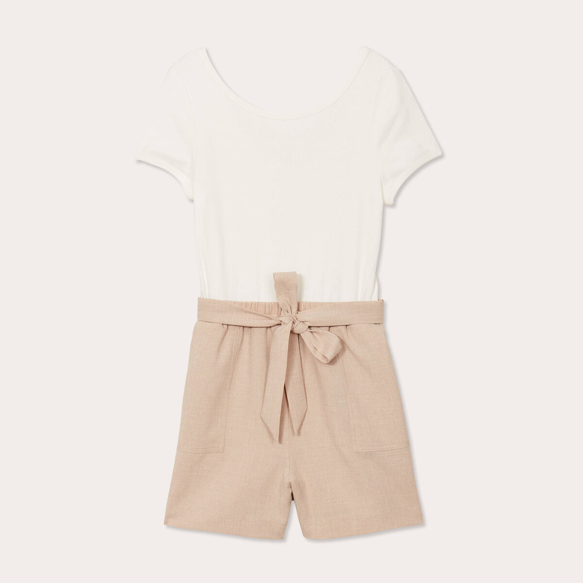 Combishort ceinturée sable femme