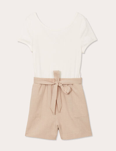 Combishort ceinturée sable femme