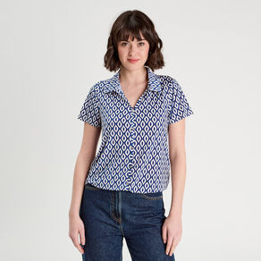 Blouse manches courtes bleu electrique femme
